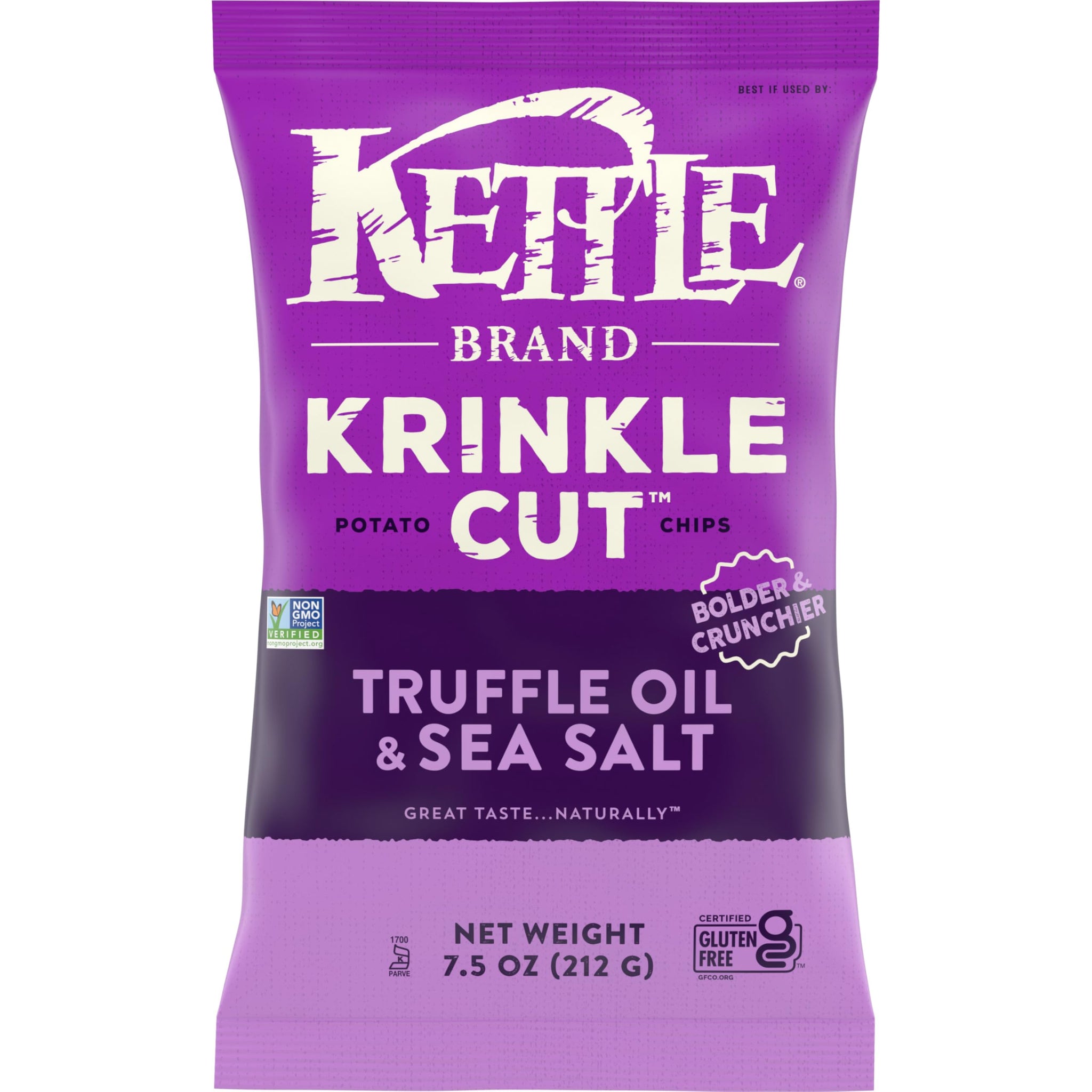 Kettle Brand Potato Chips, Krinkle Cut, Truffle Oil & Sea Salt Kettle Chips, 7.5 Oz