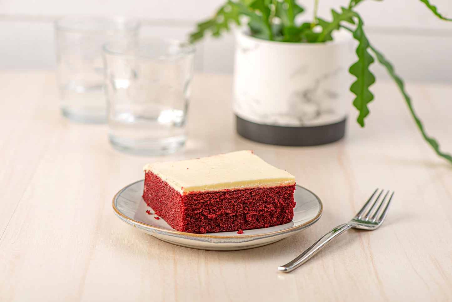 Our Specialty Red Velvet Cake Square with Cream Cheese Icing, Frozen Bakery Desserts, for Birthdays, Parties 5.8 Oz