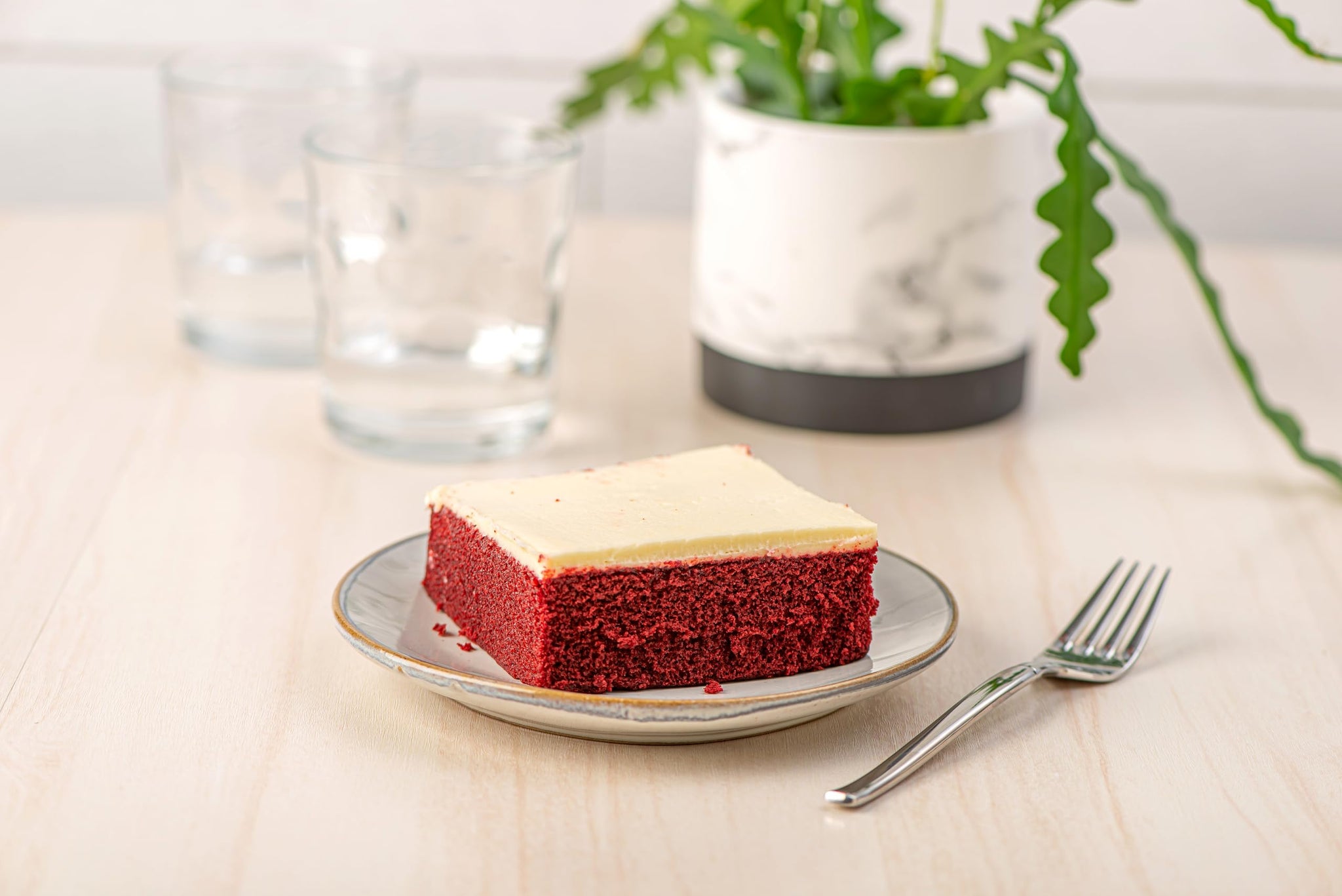 Our Specialty Red Velvet Cake Square with Cream Cheese Icing, Frozen Bakery Desserts, for Birthdays, Parties 5.8 Oz