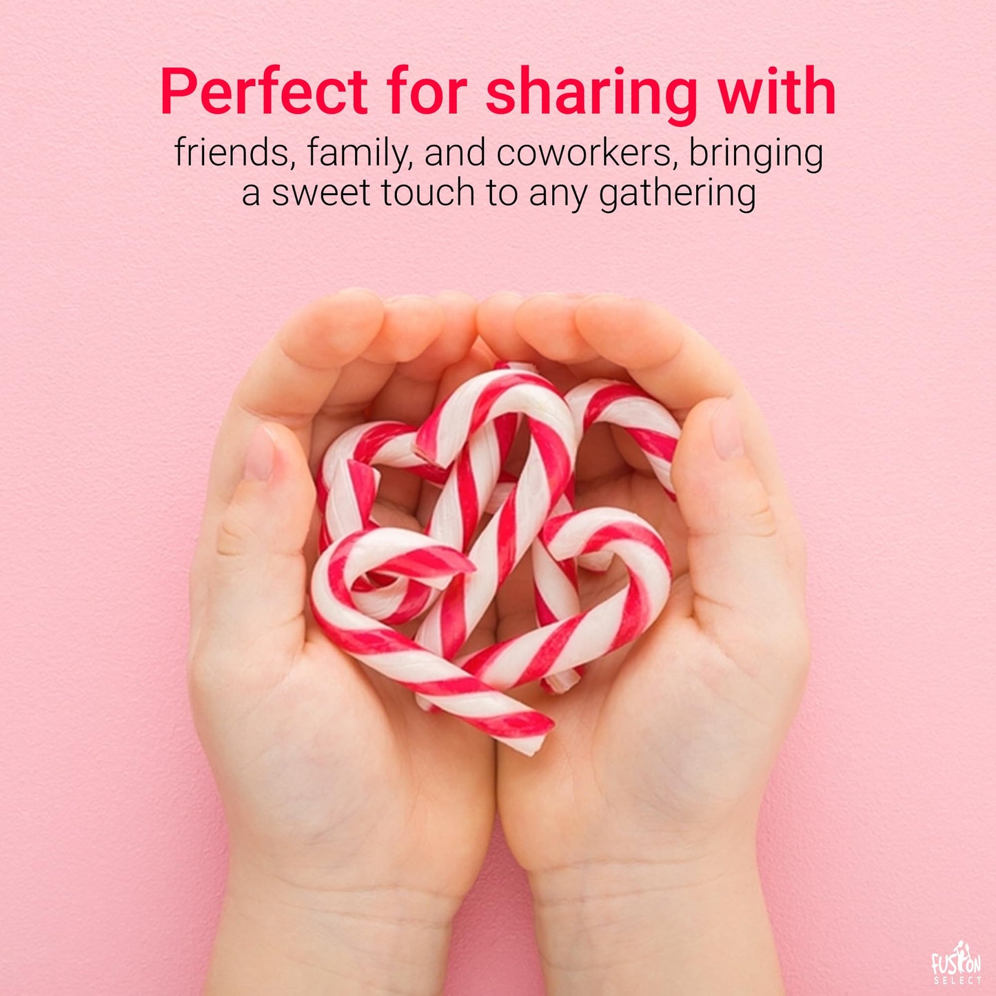 Fusion Select 100 Pcs Mini Candy Canes - Striped Christmas Candies, Sweet Goodies for the Holidays - Naturally Flavored Mini Peppermint Confections