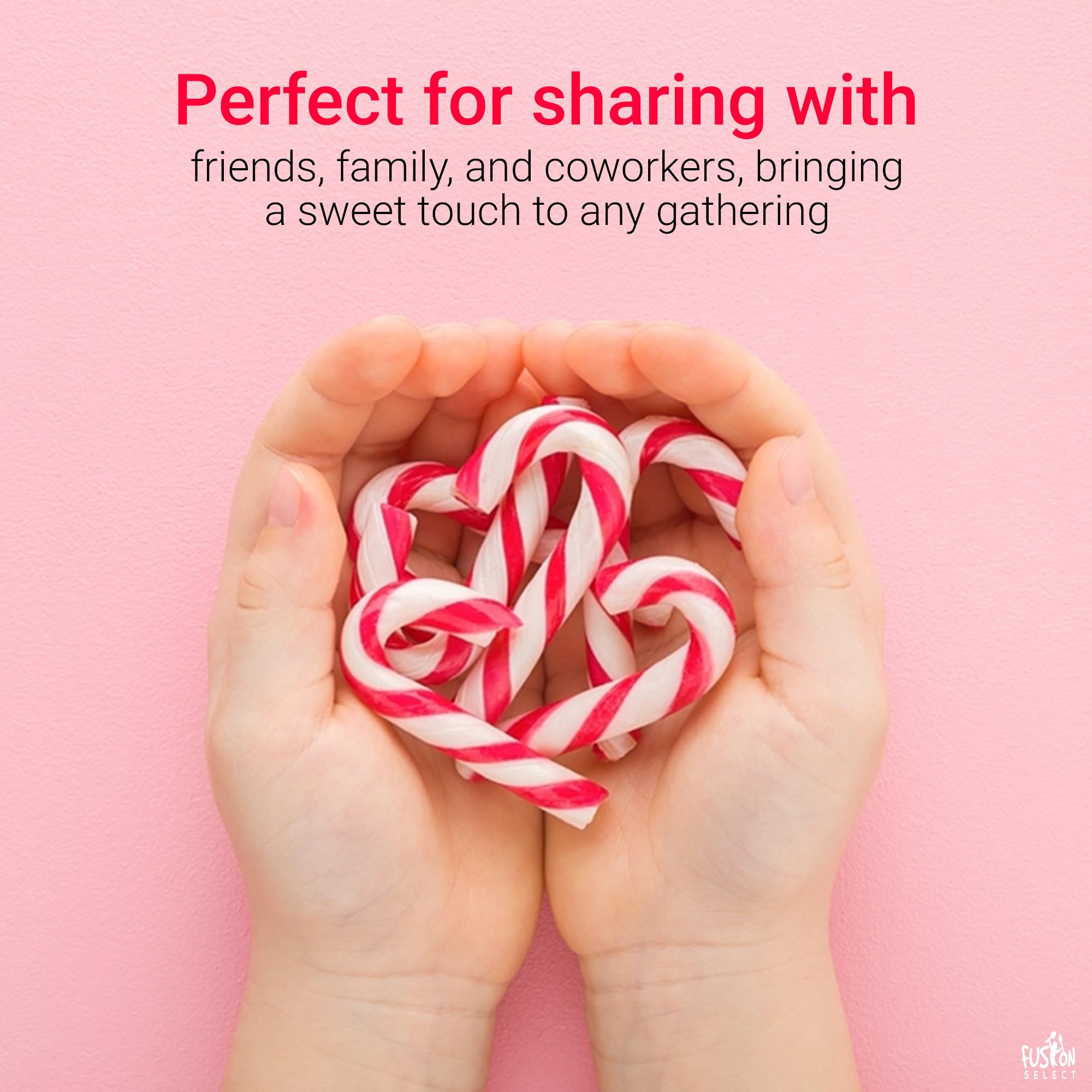 Fusion Select 100 Pcs Mini Candy Canes - Striped Christmas Candies, Sweet Goodies for the Holidays - Naturally Flavored Mini Peppermint Confections