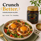 Wok n Tadka Garlic Chili Crunch 6oz - Crunchy Chili Oil with Organic EVOO, No Seed Oils, No Sugar Added, No MSG, Gluten Free, Mild Chili Crisp Topping