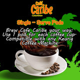 Cafe Caribe 100% Colombian Coffee Pods, Dark Roast Single-Serve Coffee Cups - 12 Count
