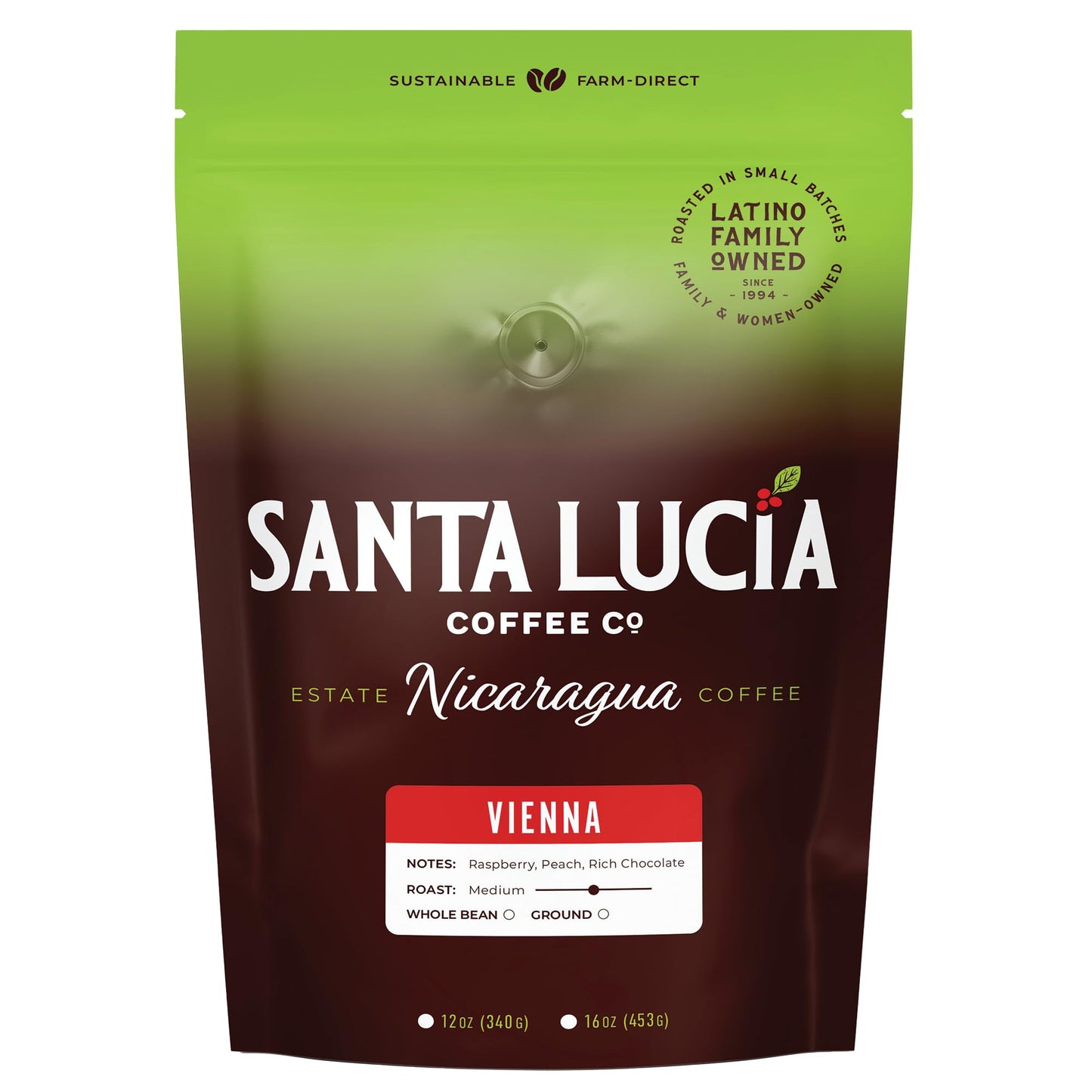 Santa Lucia Coffee Artisan Select Vienna Medium/Dark Roast Coffee - Specialty Nicaraguan Single-Origin - Small Batch - Rich & Smooth Flavor - Low Acid