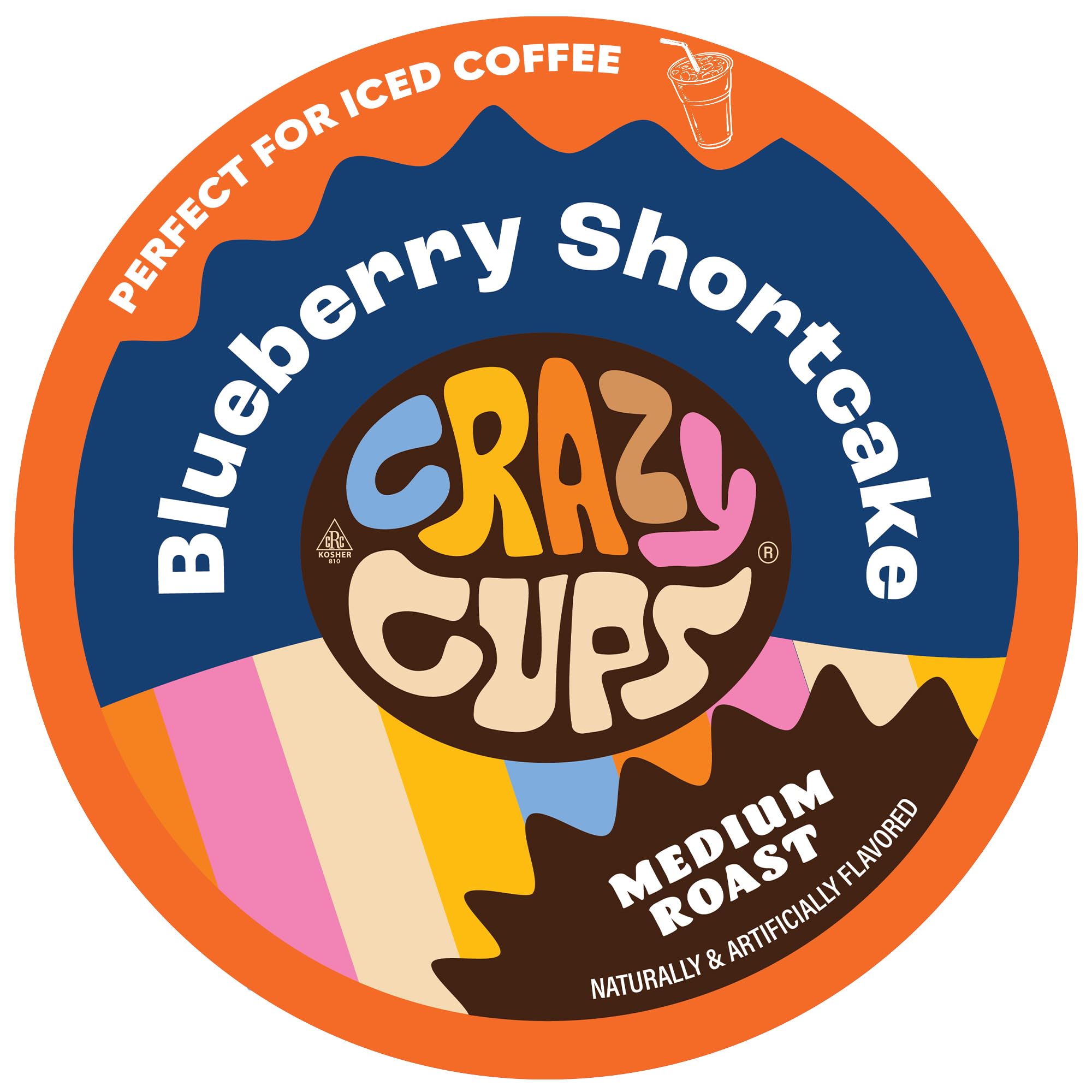 Crazy Cups Blueberry Coffee Pods, Single Serve Blueberry Shortcake Hot or Iced Coffee Cups For Keurig K Cups Machines,(Pack of 1, 22 Count Total)