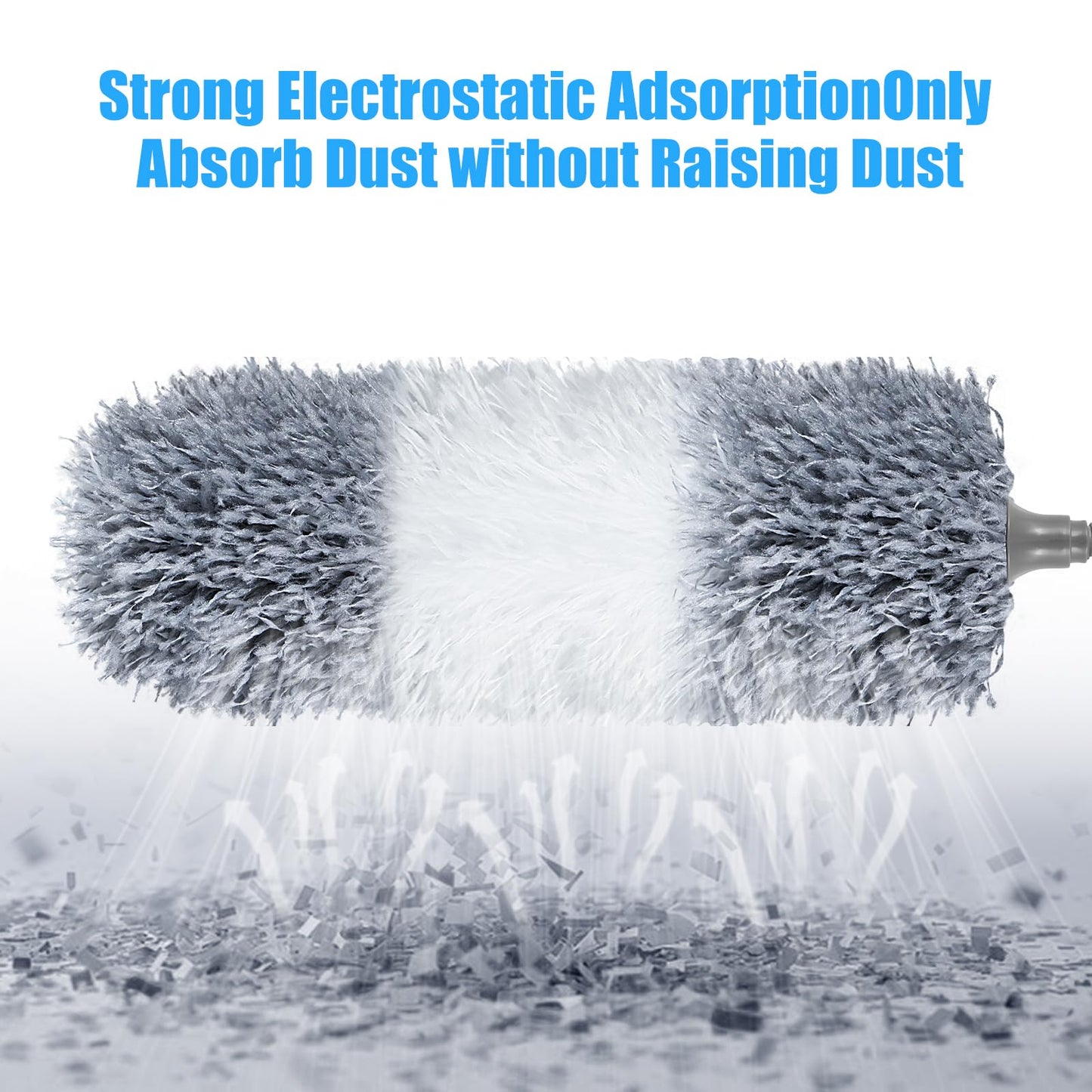 Microfiber Feather Duster, 110 Inch Extendable Telescoping Pole Duster with Bendable Washable Head, Long Handle Cleaning Duster for Ceiling Fan, High