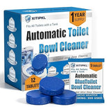 12 Tablets Toilet Bowl Cleaner Tablets for Tank - Automatic Toilet Tank Cleaner Tablets, Blue Toilet Tablets for Hard Water & Toilet Ring Removal