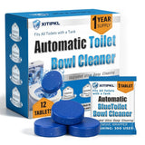 12 Tablets Toilet Bowl Cleaner Tablets for Tank - Automatic Toilet Tank Cleaner Tablets, Blue Toilet Tablets for Hard Water & Toilet Ring Removal