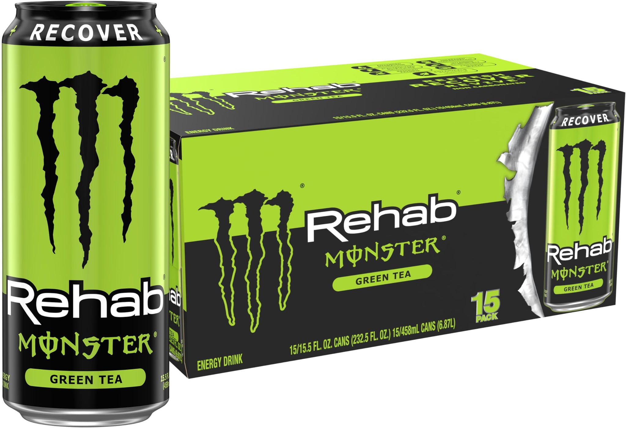 Monster Energy Rehab Green Tea + Energy, Energy Drink 15.5 Ounce