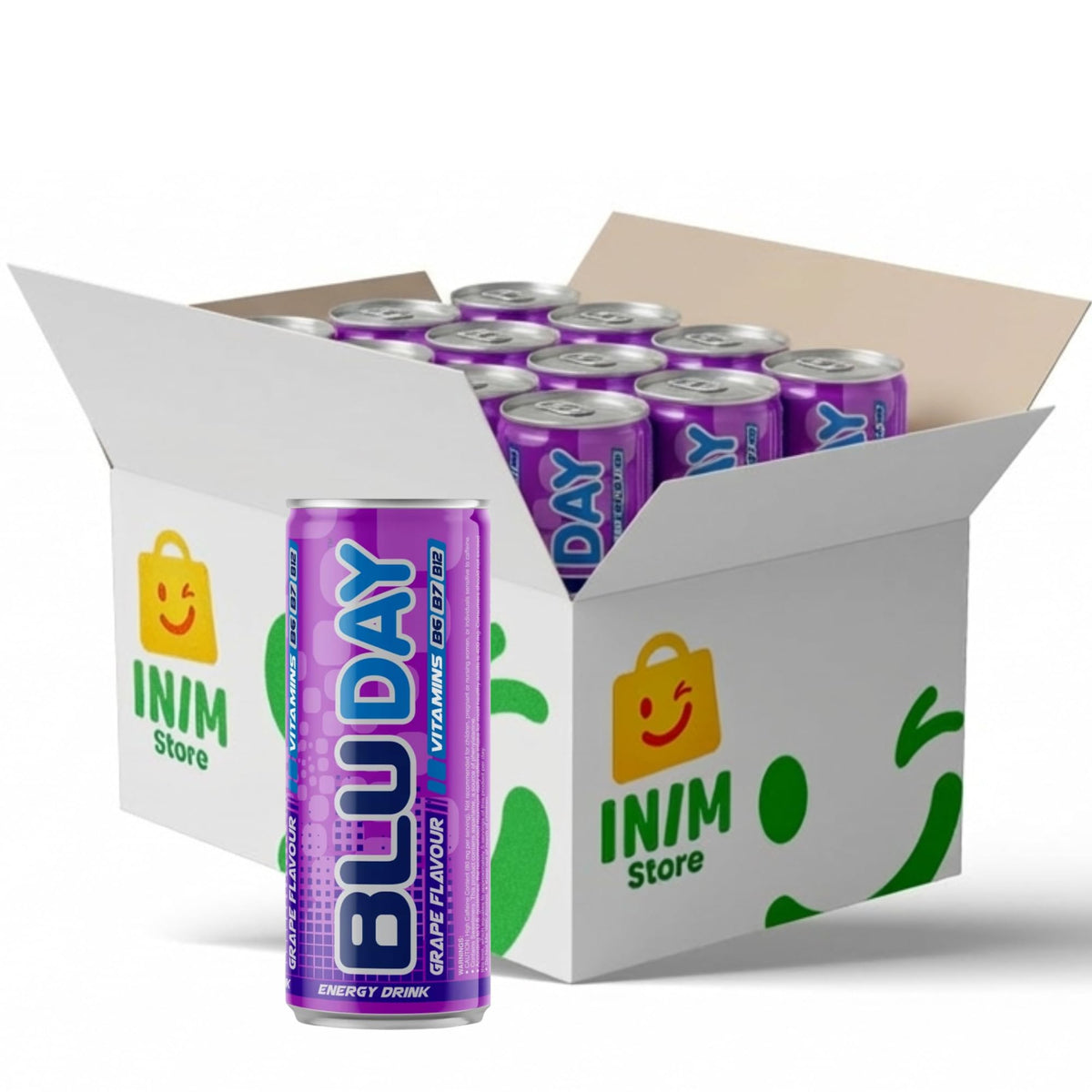 BLU Grape Energy Drink, 12 Pack Slim Cans, 8.4 fl oz (250 mL) Each