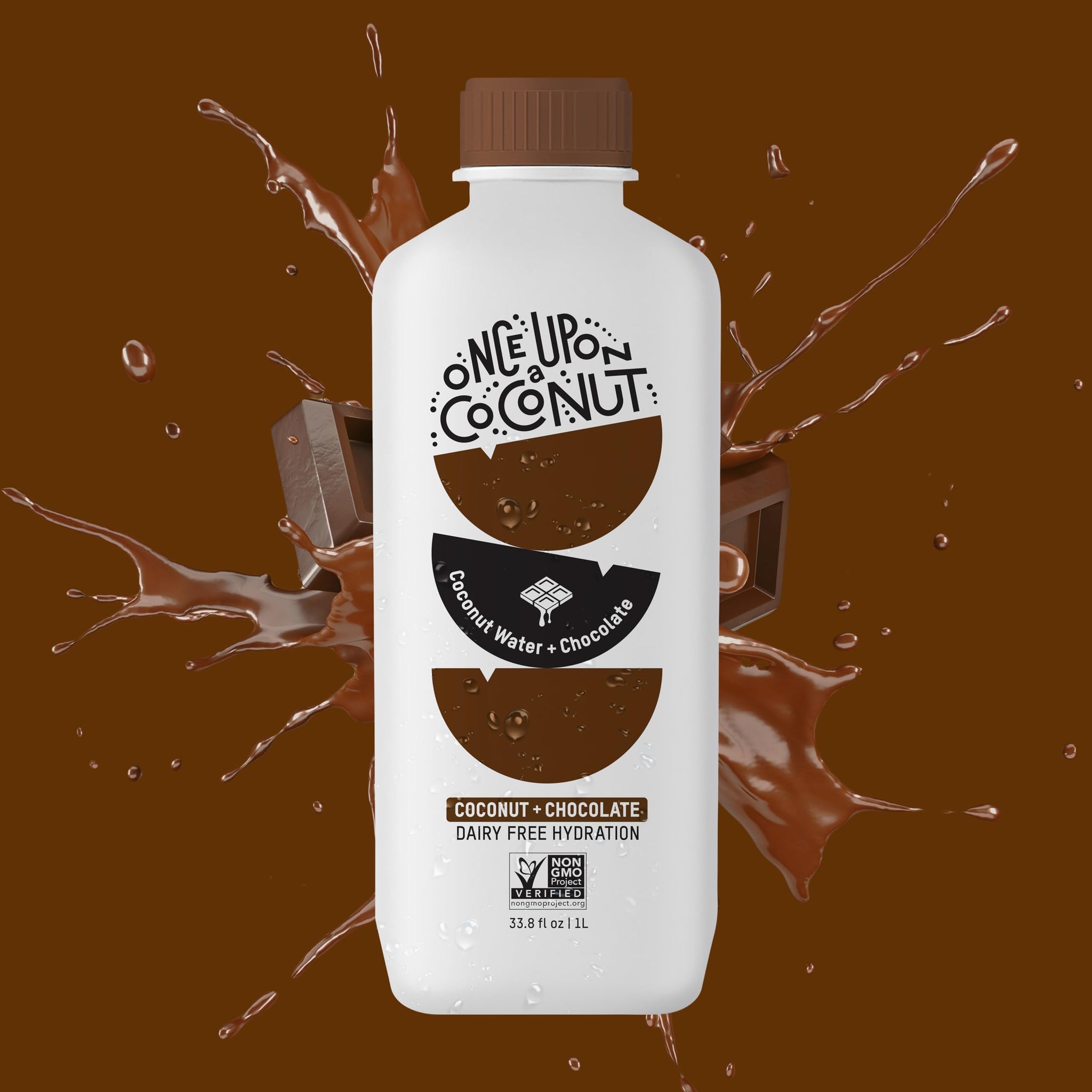 Once Upon a Coconut Premium Chocolate Coconut Water 1L - Low Calorie All-Natural Drink with Electrolytes - Non-GMO - Gluten-Free -33.8 Fl Oz (Pack
