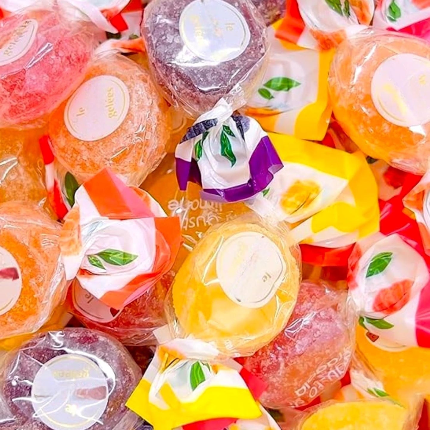 Premium Gourmet Bonele Italian Fruit Jellies -1.5 lbs Individually Wrapped Assorted Flavors Strawberry, Cranbury, Blackberry, and Lemon-Vegan