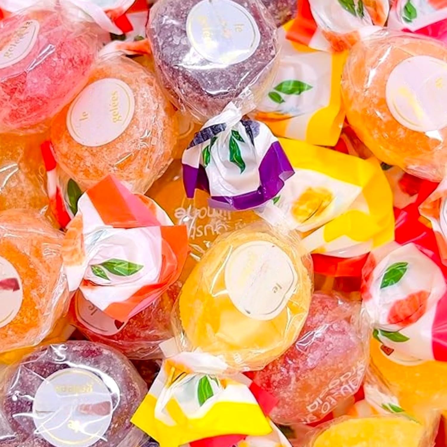 Premium Gourmet Bonele Italian Fruit Jellies -1.5 lbs Individually Wrapped Assorted Flavors Strawberry, Cranbury, Blackberry, and Lemon-Vegan
