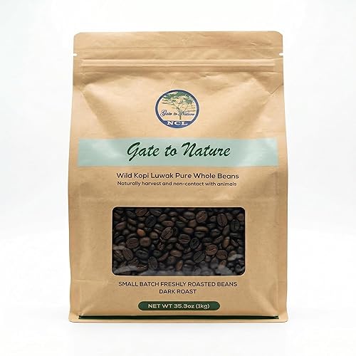 Gate to Nature Wild Kopi Luwak Whole Beans (1kg), Civet coffee luxury Kopi Luwak Coffee Gifts - Sourced from the best regions of Vietnam Ethically