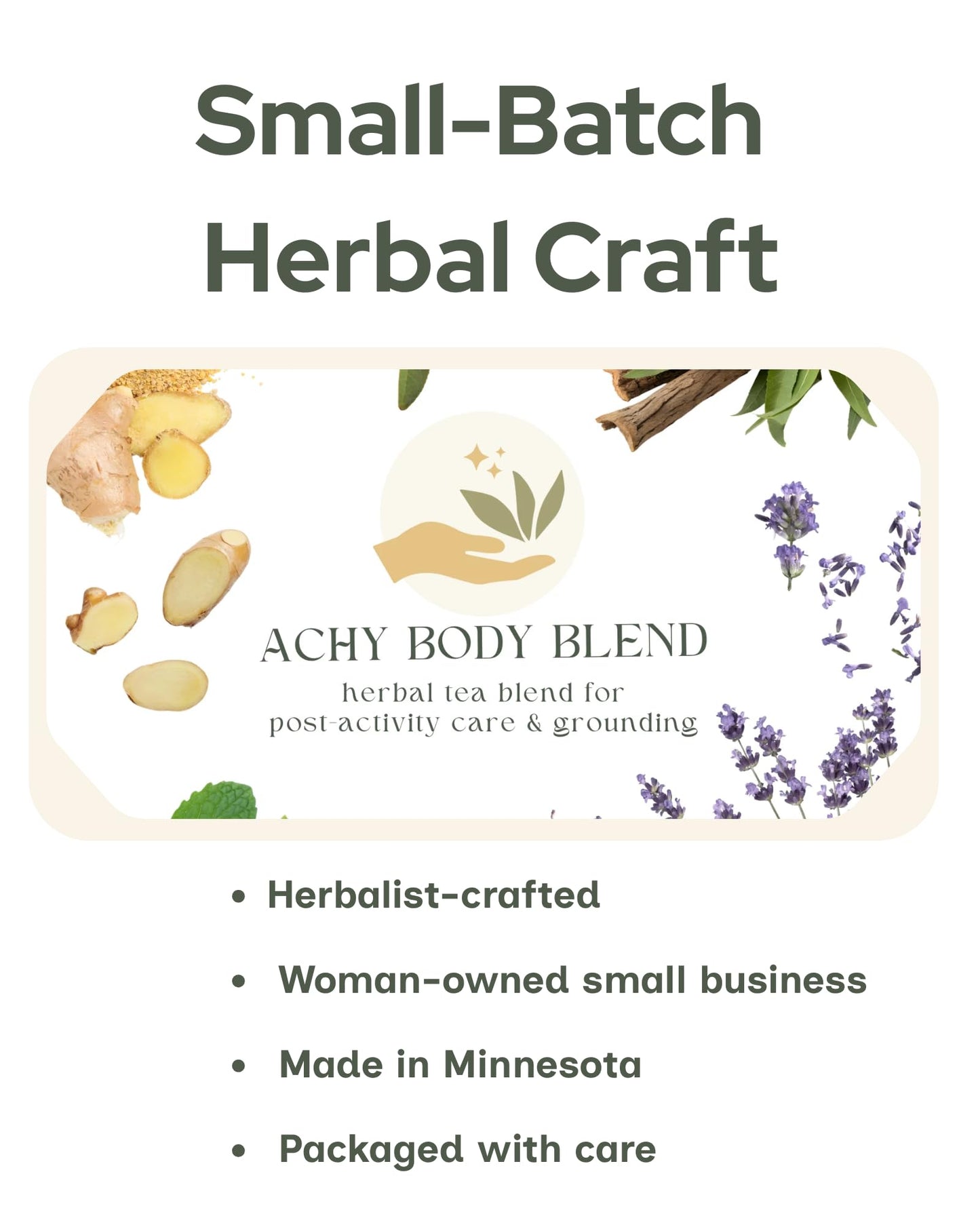 The Good Village Co. Achy Body Blend Loose Leaf Herbal Tea, Caffeine Free Botanical Tea with Peppermint, Lavender, Ginger, White Willow Bark