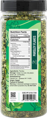Soeos Parsley Flakes, 2.1 oz (60g), Dried Parsley Leaves, Fresh Flavor and Aroma, Perfect for Seasoning, Garnishing, and Cooking