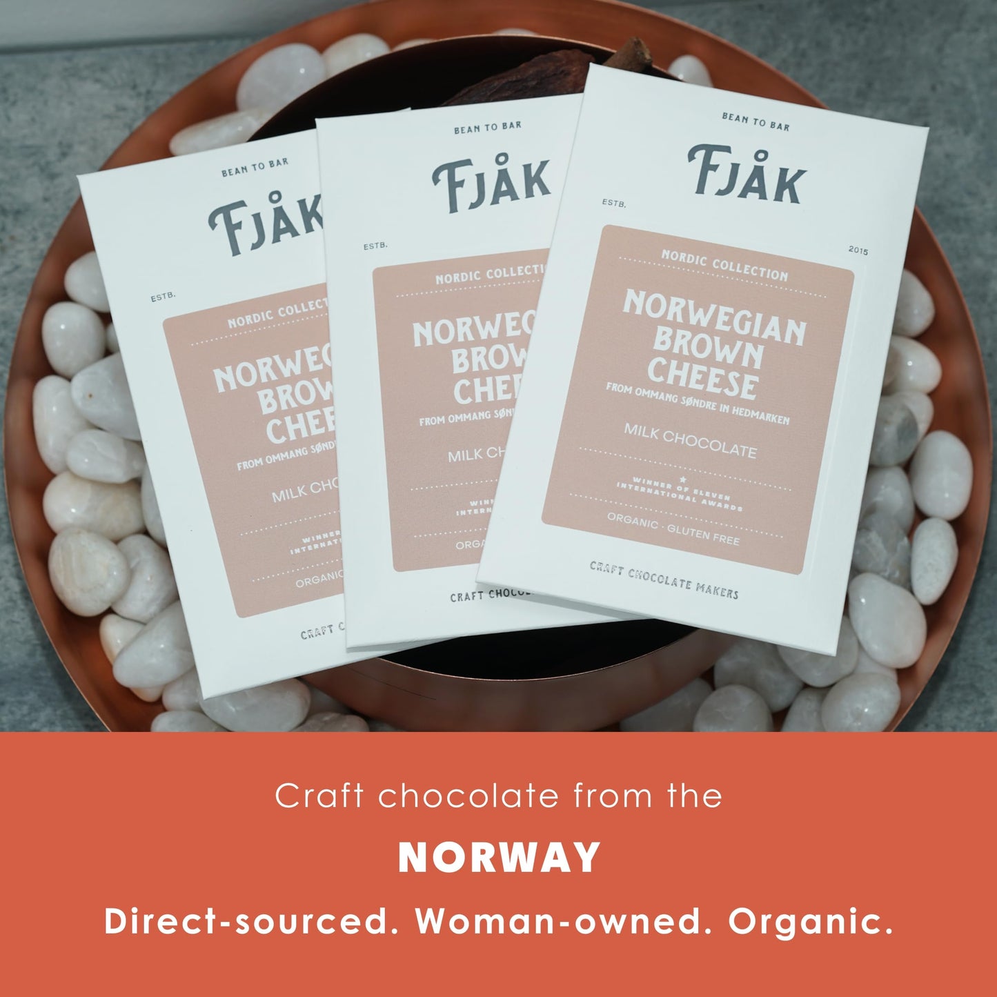 Fjak - Nordic Collection - Norwegian Chocolate Bundles (Brown Cheese Milk Chocolate 45%, 3 Pack)