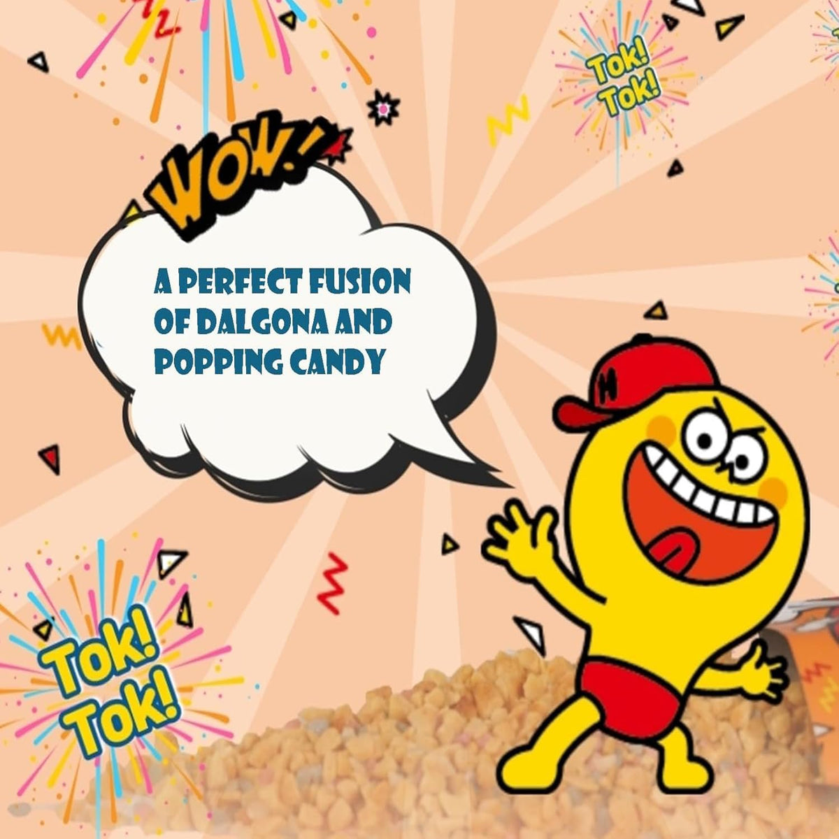 Minecook Funny Popping Dalgona Crunch Candy Coffee Toppings - Sweet, Smooth & Fizzy Pop Sensation - Party & Halloween Treats - Individually Wrapped