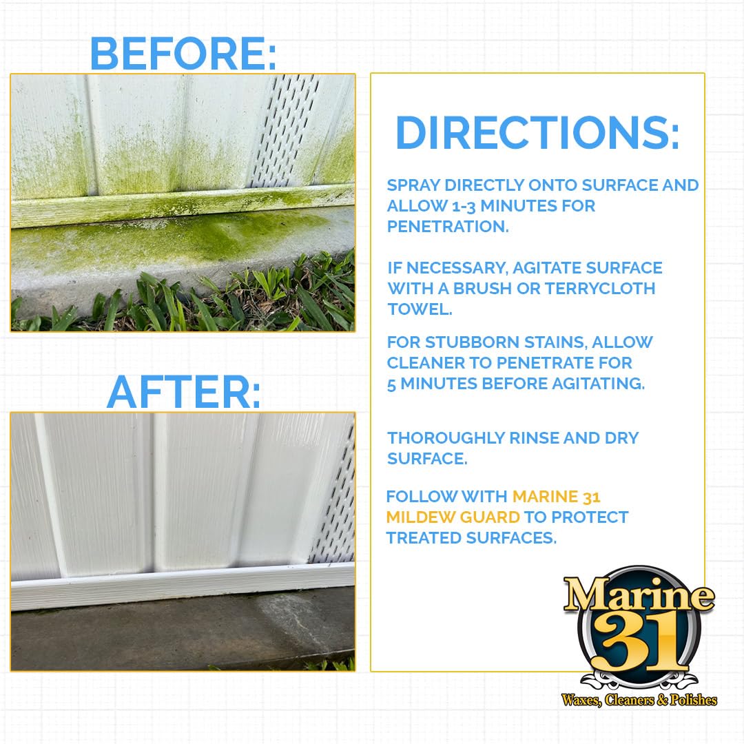 Marine 31 Mildew Stain Remover & Cleaner | Effective for Boats, Homes, Patios, Bathrooms & Showers | Removes Mold & Mildew Stains | Combo Pack |