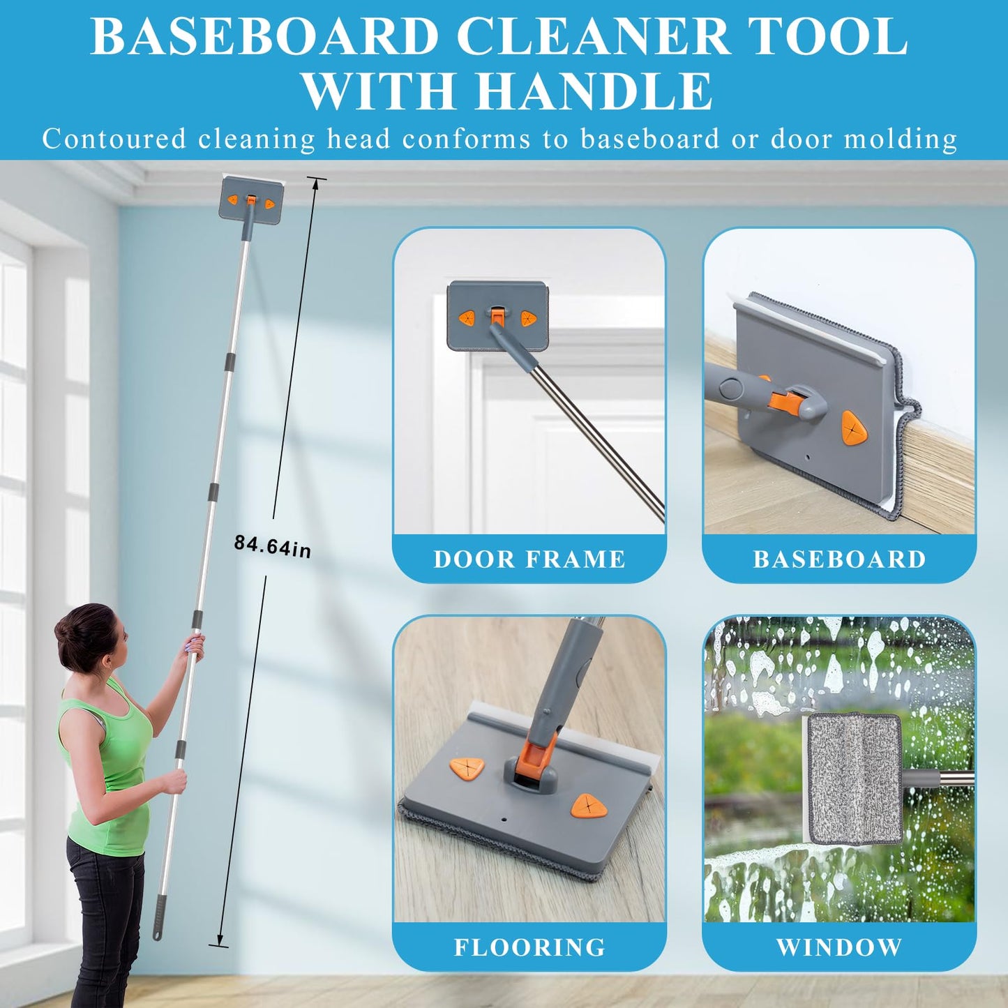 HLWDFLZ Microfiber Duster Kit 25pcs with 30 to 100 Inches Extension Pole and Baseboard Cleaner Tool, Washable and Bendable Feather Duster for Cleaning
