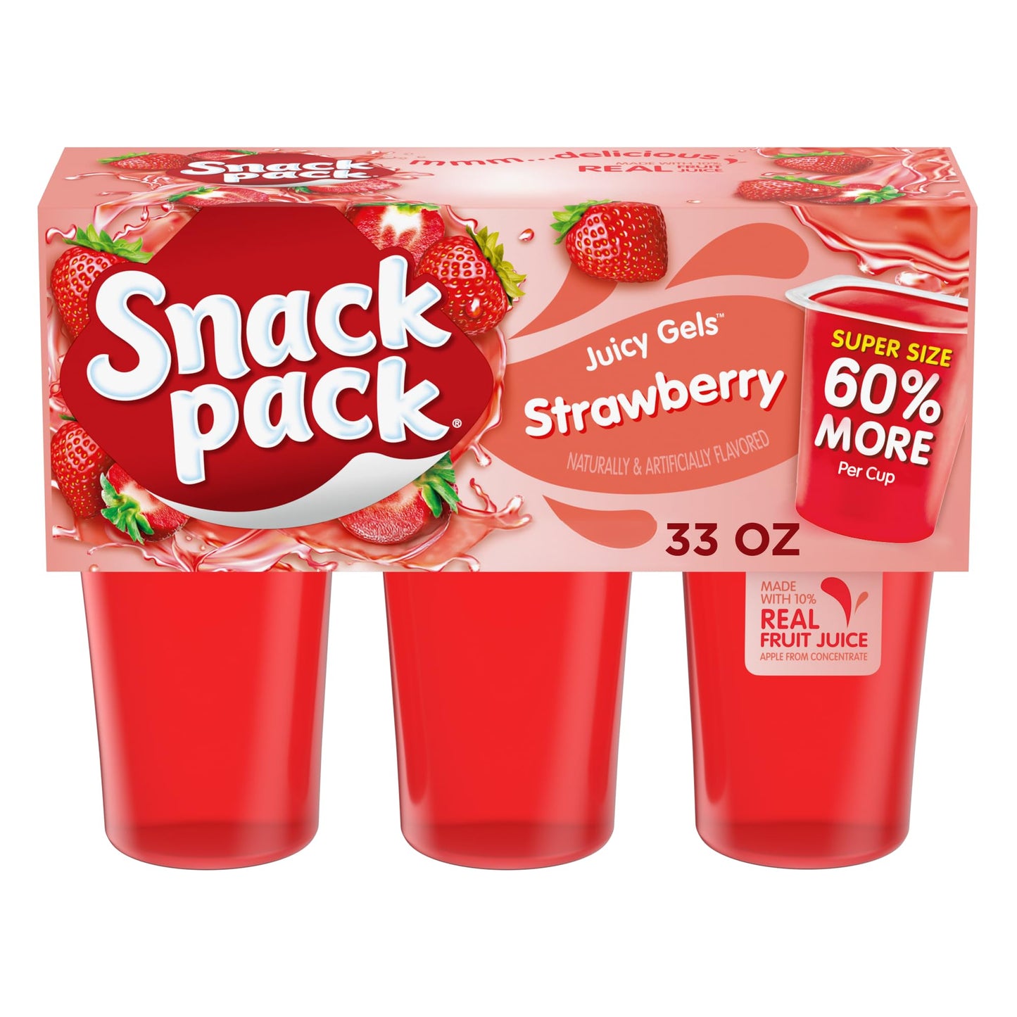 Snack Pack Super Size Strawberry Flavored Juicy Gels Cups, 5.5 oz., 6-Count