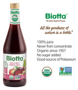 Biotta Organic Apple Beet Ginger Juice - Superfood Blend with Organic Beetroot Juice, Apple, and Ginger Root (16.9 Fl Oz, Pk of 6)