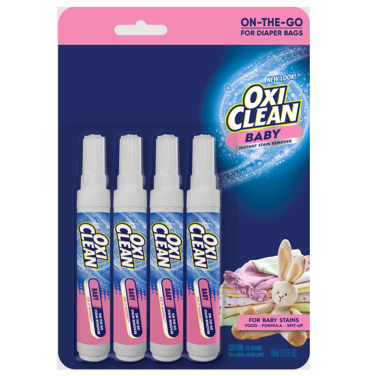 OxiClean Baby On-The-Go Stain Remover Pen, Instant Baby Clothes Stain Cleaner for Food Formula Spit-Up, Gentle Travel Size Laundry Stain Stick