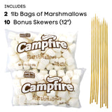2 Pounds of Large White Marshmallows with Bonus Roasting Sticks - Made with Natural Vanilla, No Artificial Flavors - Great for Campfires, S'Mores