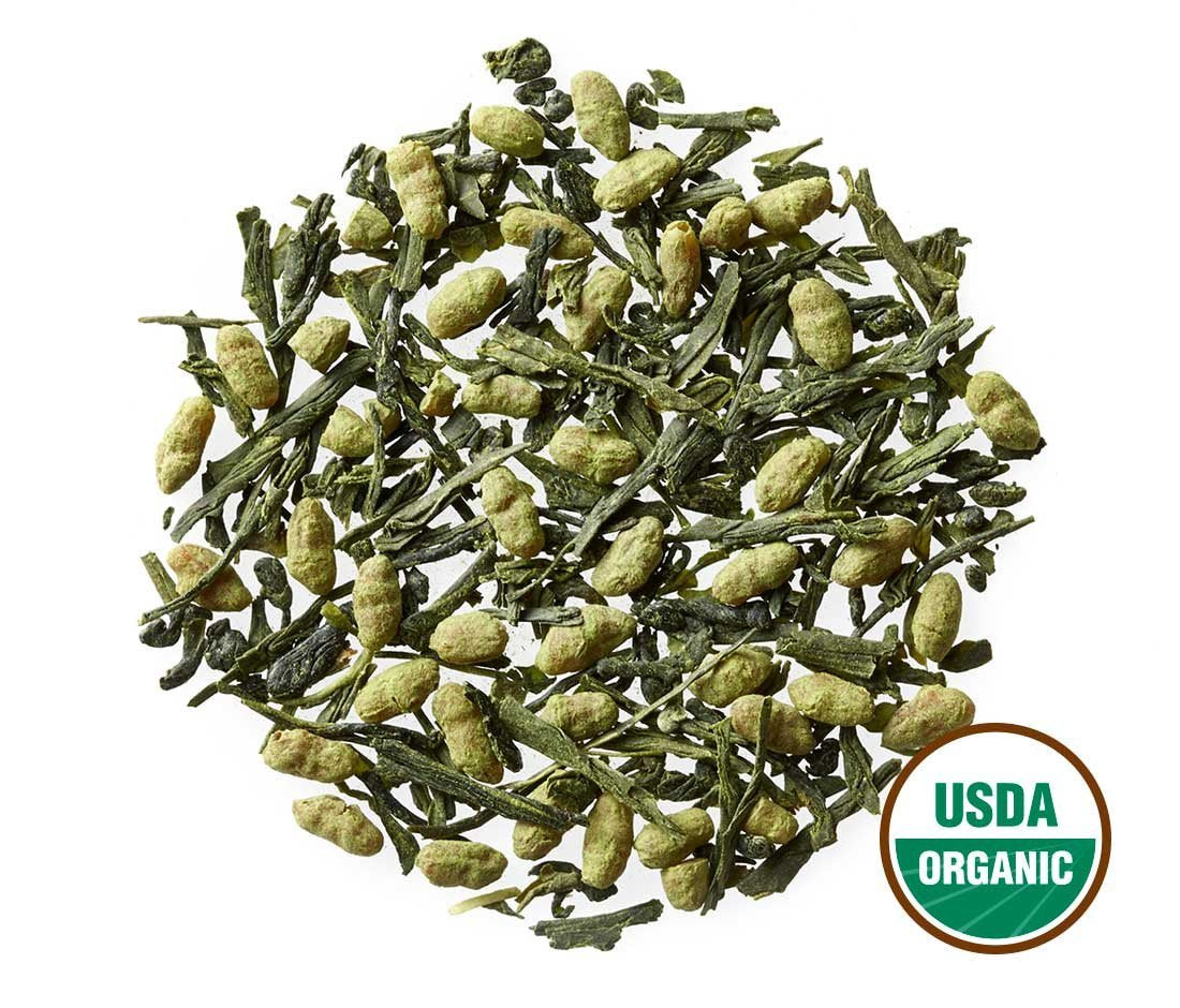 Golden Moon Tea Organic Genmaicha Matcha Green Tea - Loose Leaf, Non GMO - Travel Tin (42 Servings)