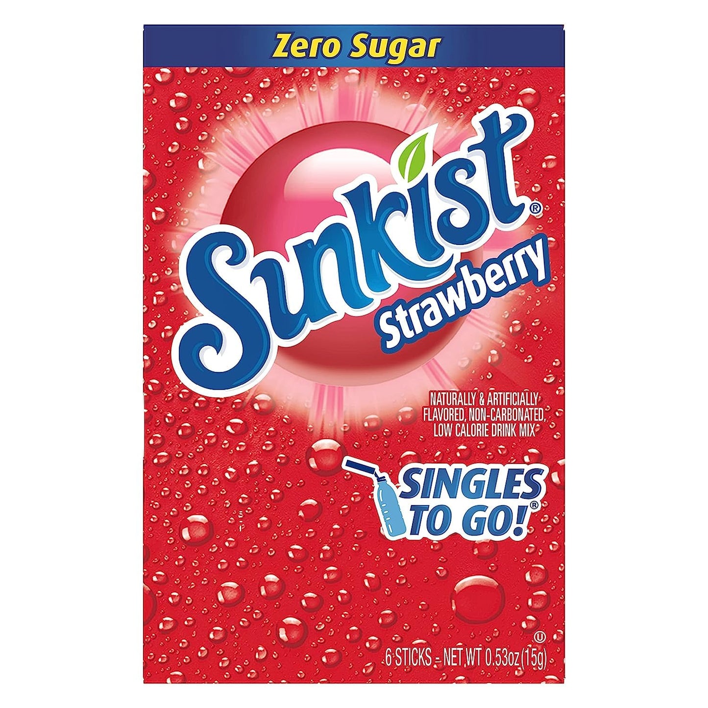 Sunkist Soda Strawberry Singles To Go Drink Mix, 0.53 OZ, 6 CT (Pack of 4)