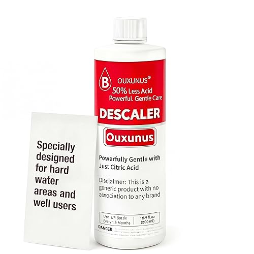 Ouxunus Gentle Descaling Solution Compatible with Breville Descaling solution & Coffee Machines, 16.9 fl Oz Professional Formula for Hard Water & Well