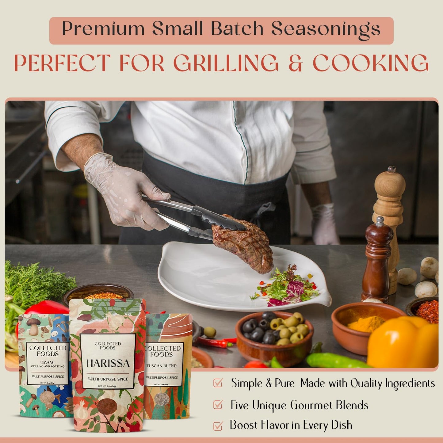 BBQ Rub Gift Set - 5 Premium Grilling Spices in Gift Box - Unique Barbecue Seasoning Gift for Men & Women - Gourmet Spice Set of 5: Bacon Salt