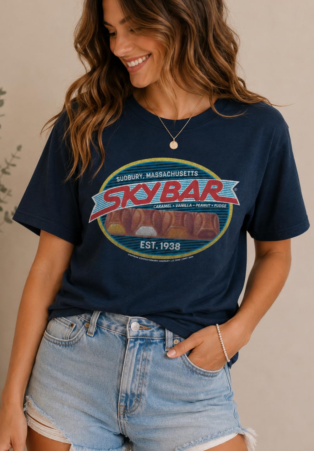 SkyBar® Candy Bar Flavors Caramel Vanilla Peanut Fudge Vintage Graphic T-Shirt - Retro Chocolate Candy Tee, 3X-Large