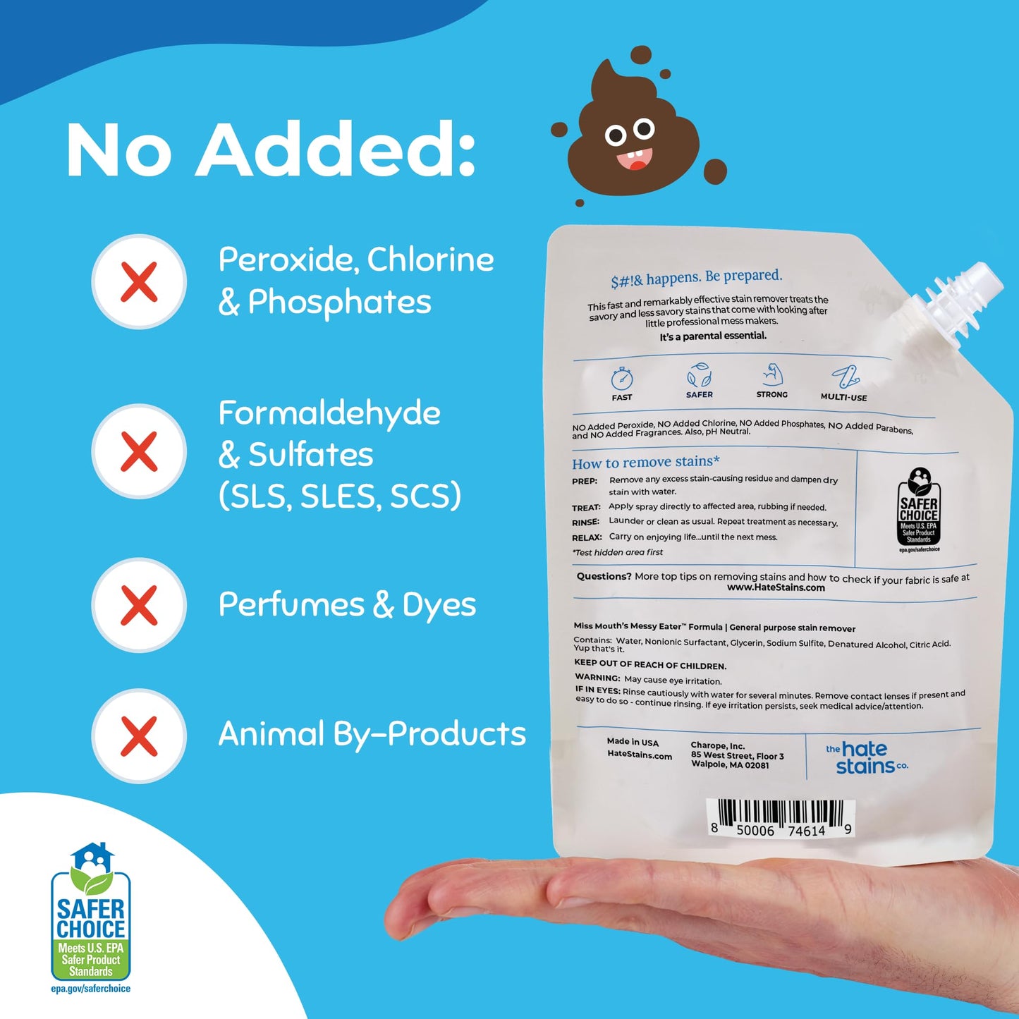 Miss Mouth’s Messy Eater Stain Treater Refill Ready Kit - 2 Pack Stain Remover Spray and 16oz Refill Pouch - Newborn & Baby Essentials - Food, Grease