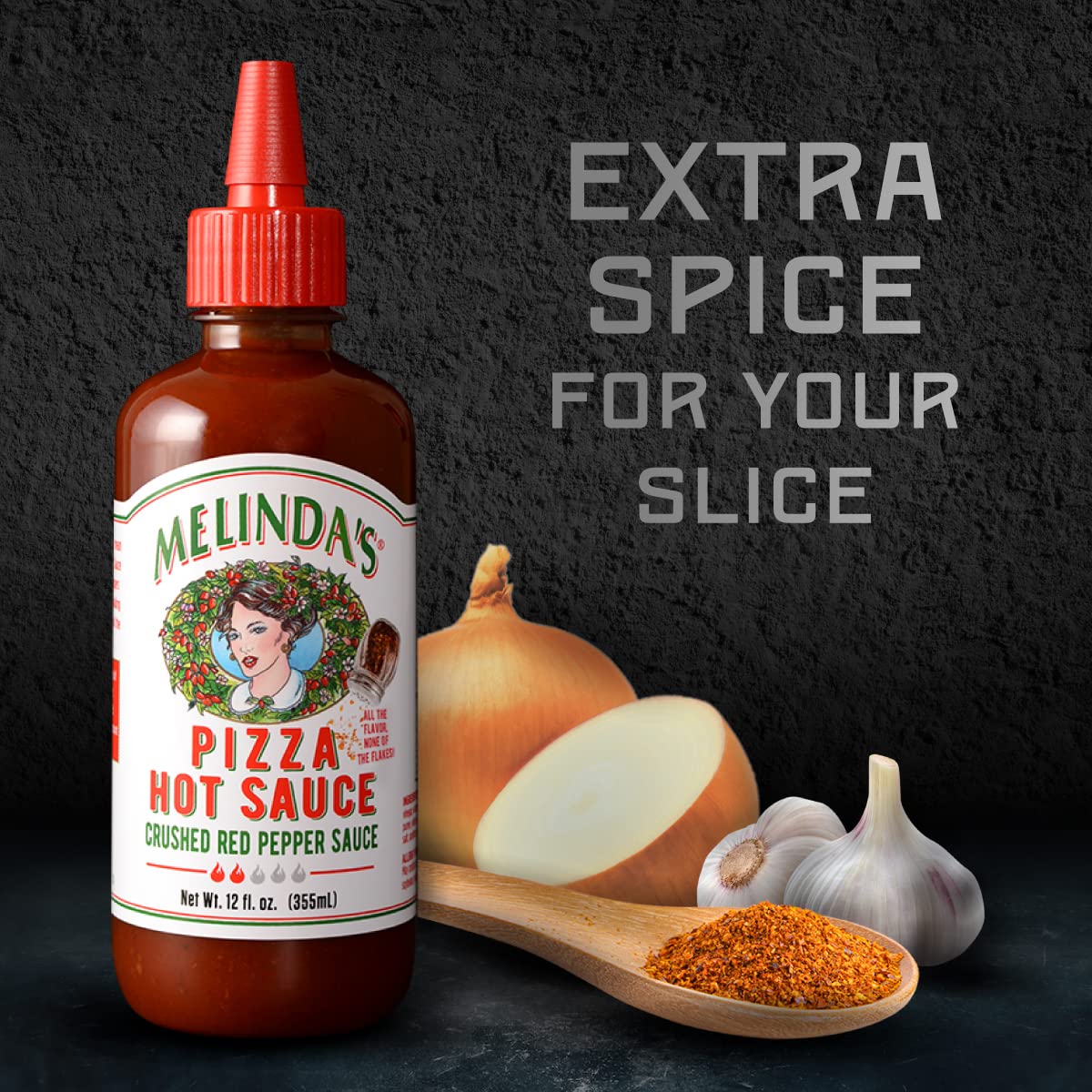 Melinda’s Pizza Hot Sauce - Crushed Red Pepper Sauce Made with Fresh Ingredients, Cayenne Peppers, Garlic, Tomatoes - Gourmet Spicy Pizza Sauce