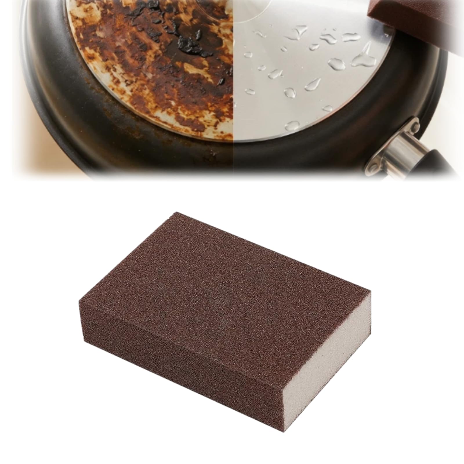 Magic Emery Cleaning Sponge with Handle, 2026 New Nano Carborundum Sponge, Emery Sponge Brush Scrub Pad, Pot Scrubber for Removing and Cleaning Pans