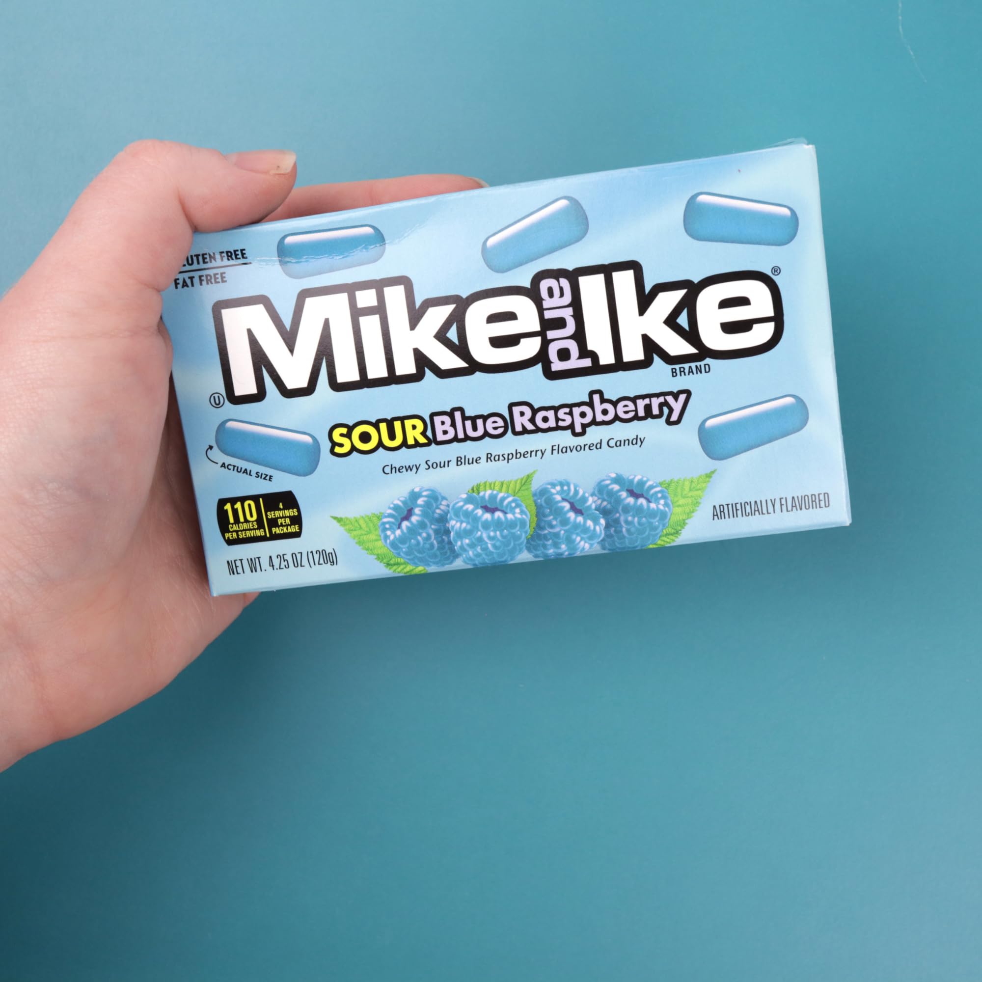 Mike and Ike Sour Blue Raspberry Theater Boxes, Chewy Fruit Candies, Movie Night Treats, 4.25 Ounces (Pack of 3)