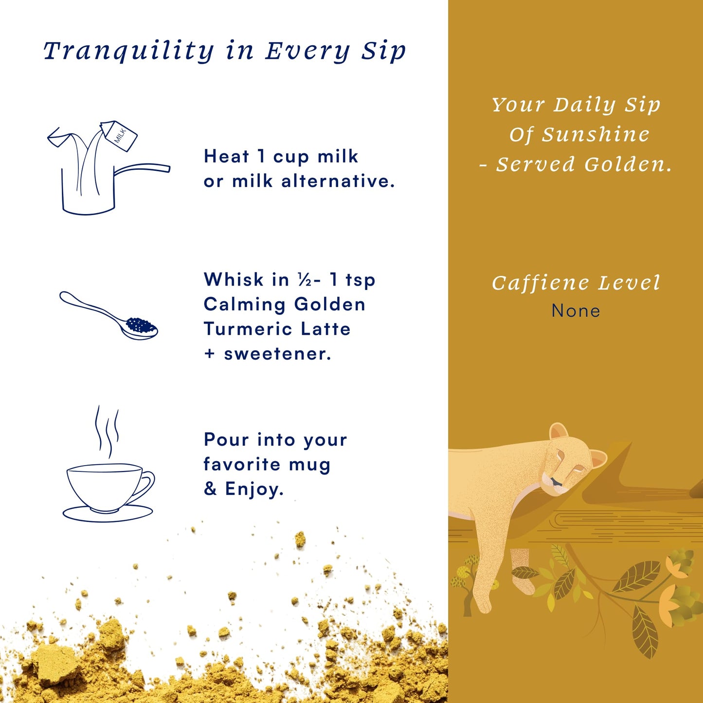 Herbs & Kettles Calming Golden Turmeric Latte | Caffeine-Free Blend with Turmeric, Ashwagandha & Spices | 25-30 servings | Ayurvedic Drink
