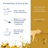 Herbs & Kettles Calming Golden Turmeric Latte | Caffeine-Free Blend with Turmeric, Ashwagandha & Spices | 25-30 servings | Ayurvedic Drink