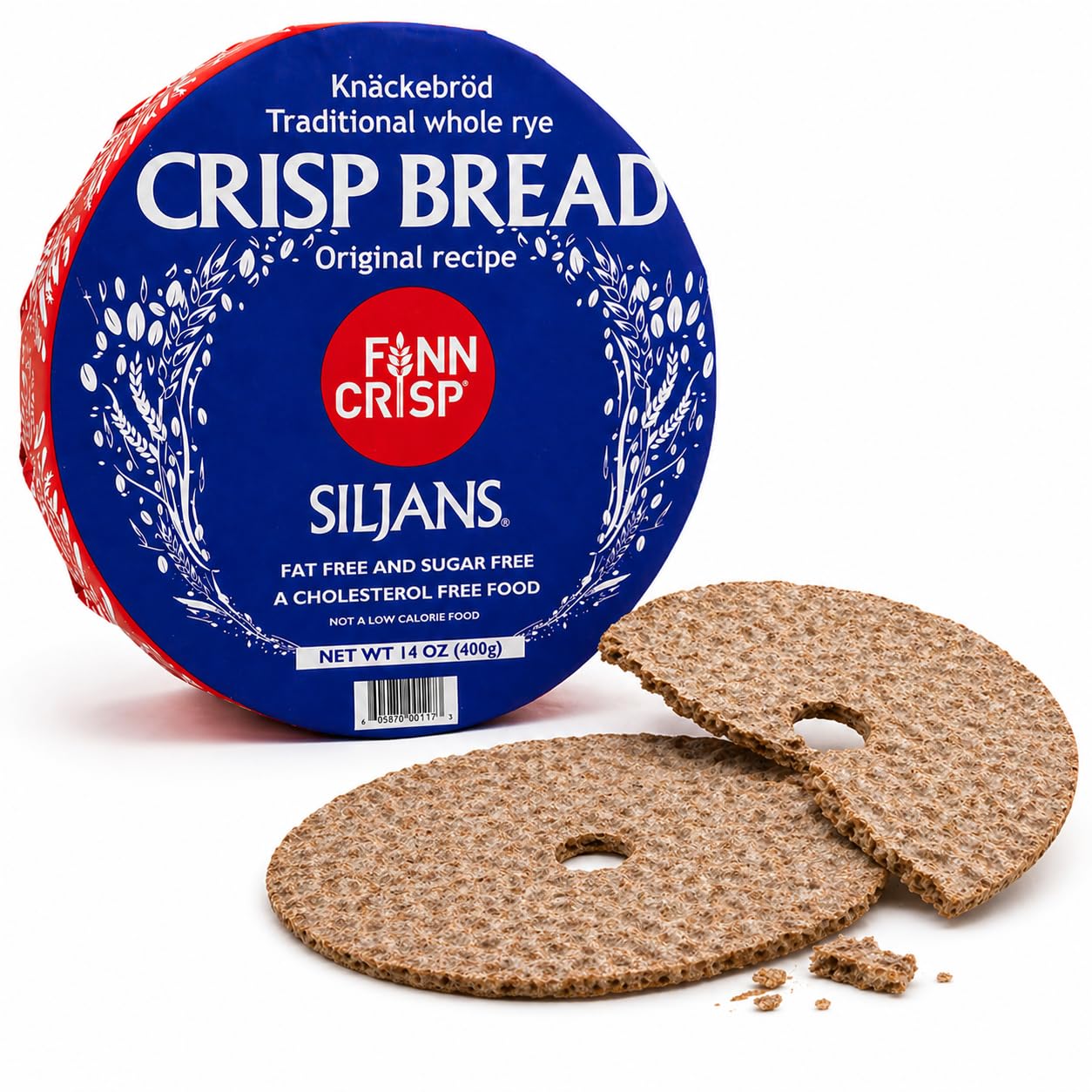 Finn Crisp Siljans Round Rye Crispbread 14oz | Knäckebröd From Finland | Multipack of Authentic Finnish Sourdough Crispbreads | Rye Hardtack | Large