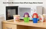 MAGIKON 2-Pack Angry Mama Microwave Steam Cleaner - Cleans & Disinfects with Vinegar & Water for Kitchen, Office & Dorm (Green & Blue)