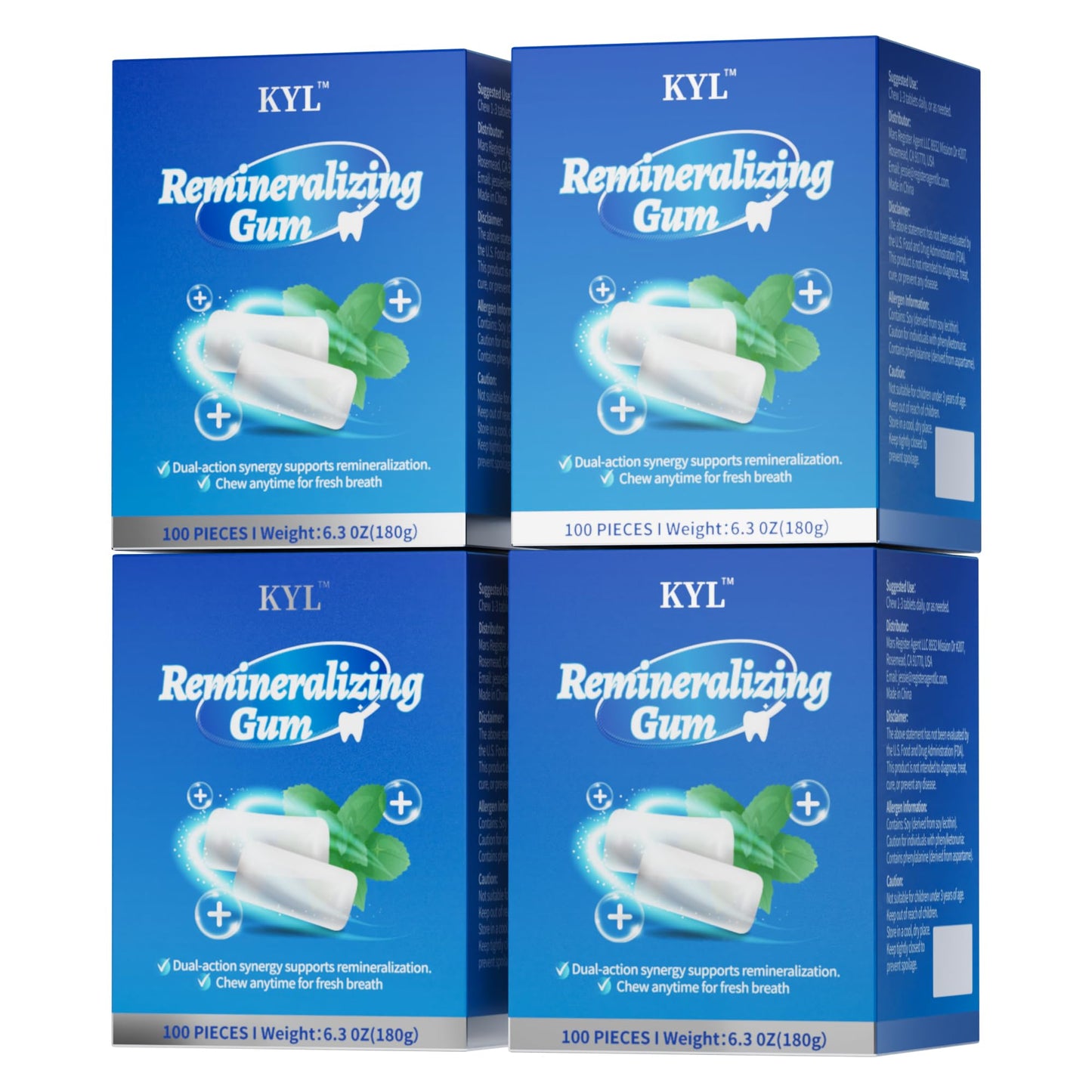 Remineralizing Gum, Xylitol Mint Chewing Gum Sugar Free for Fresh Breath and Enamel Care Support, Gluten-Free Oral Care Gum for Adults at Work Travel