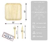 ECODECO Palm Leaf Plates - 50 pcs 8 Inch Square - Disposable Like Bamboo Party Plates with Cutlery