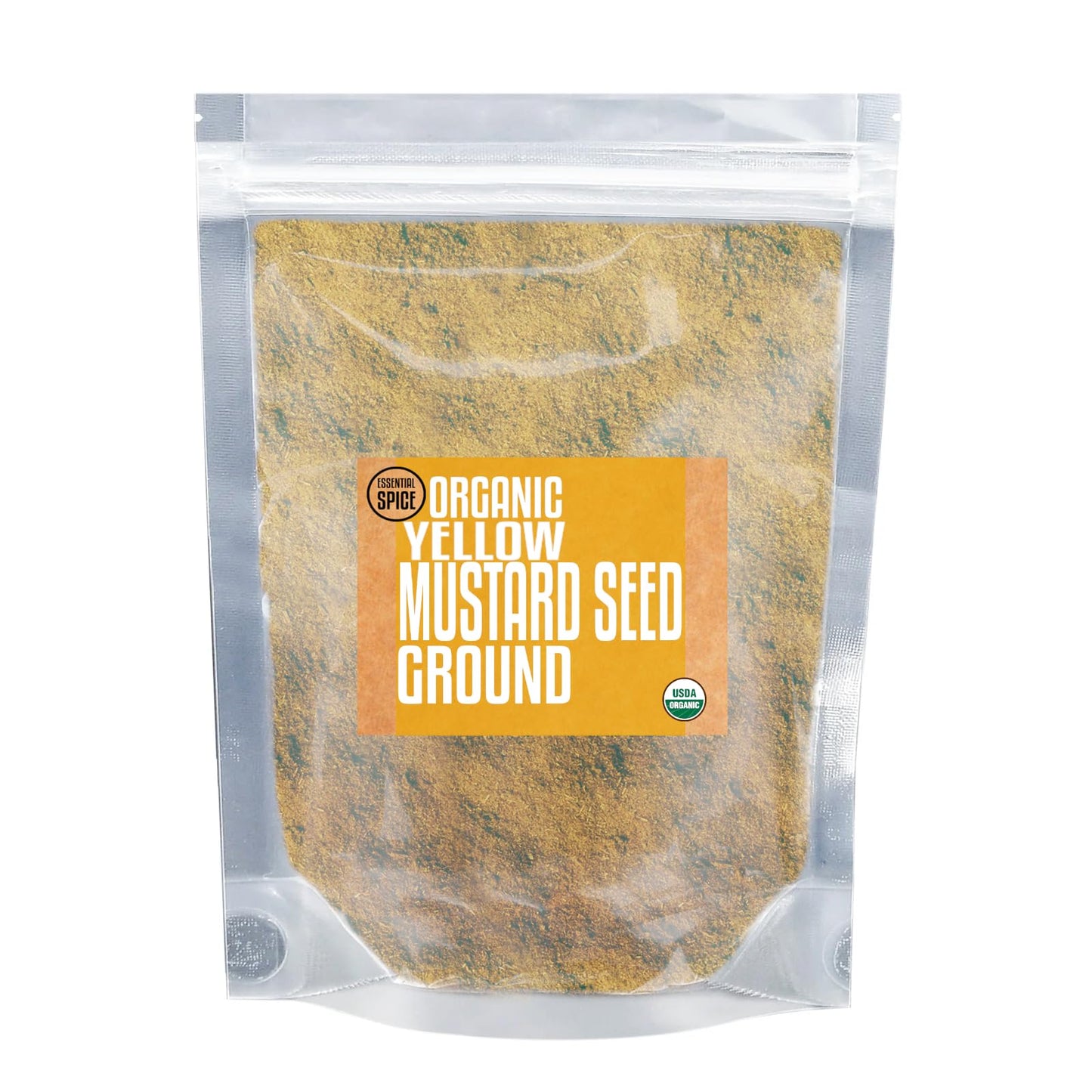 Essential Spice Organic Ground Yellow Mustard - Mild, Tangy & Earthy Flavor - Finely Ground Yellow Mustard Seeds for Rubs, Sauces, Seasonings