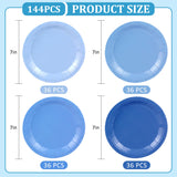Axigundaone 144 Pcs Dusty Blue Paper Plates Bulk, 7 Inch Gradient Blue Cake Plate Disposable, Round Dessert Paper Plates for Birthday, Wedding, Party