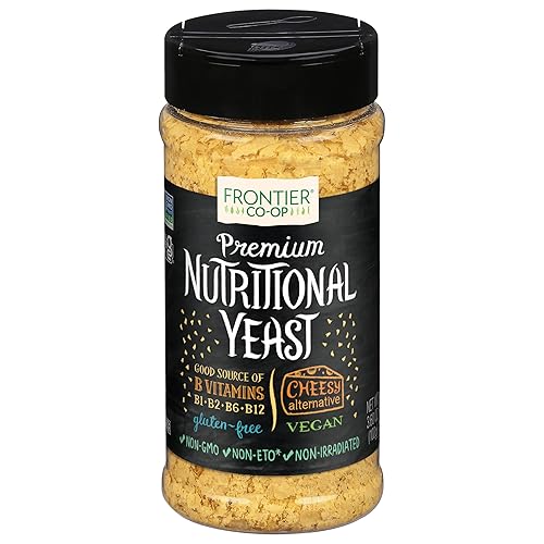 Frontier Co-op Premium Nutritional Yeast Flakes, 3.6 oz. - Vegan, Gluten-Free, Kosher, Non-Irradiated Seasoning, Dairy-Free Cheese Flavor, Rich in B