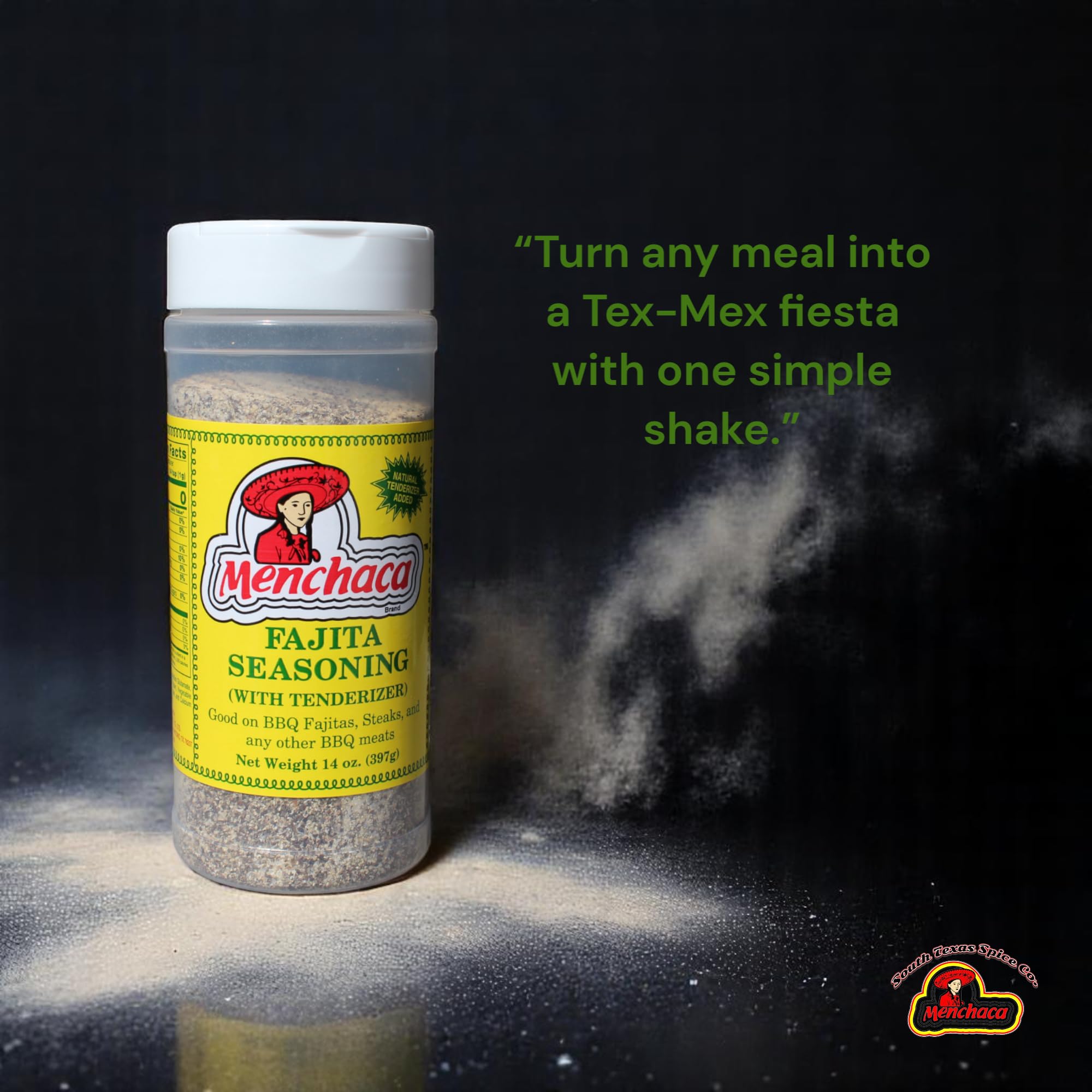 Menchaca Fajita Spice Mix - 14 oz Jar - Bold Tex-Mex Seasoning for Steak, Chicken, BBQ & Grilled Vegetables - Perfect for Tacos, Fajitas & More