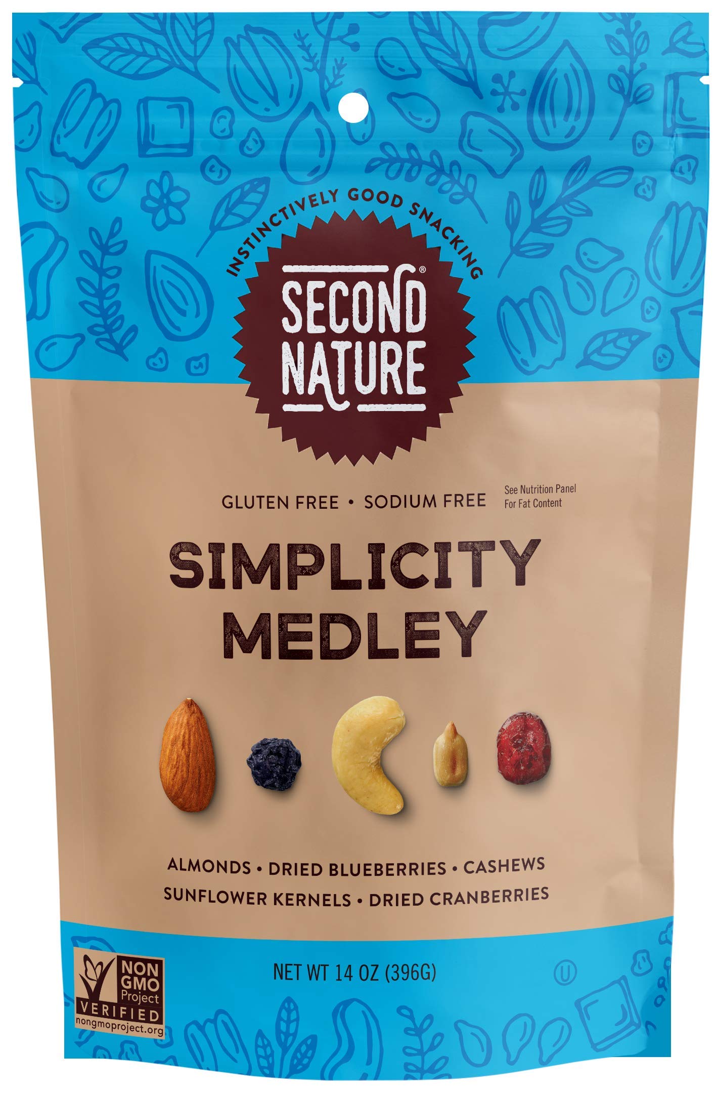 Second Nature Simplicity Medley Trail Mix - Snack Nut Blend, Gluten Free - 14 oz Resealable Standup Pouch