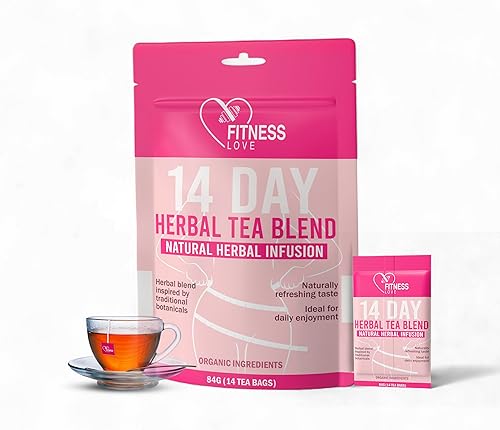 Fitness Love 14 Day Herbal Detox Tea - Caffeine-Free Infusion with Lotus, Rose & Chrysanthemum - Gentle Digestive & Wellness Support - Herbal Blend