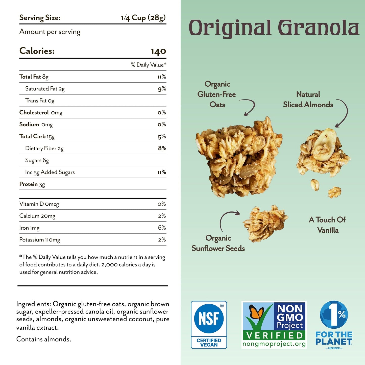 Michele's Granola Original, Handmade, Whole Grain, Vegan, Gluten-Free & Non-GMO, 36oz Resealable Bag